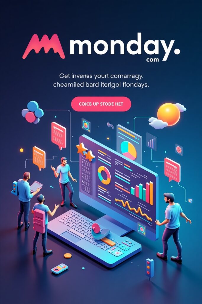 Monday.com free plan in 2025, with key features highlighted"